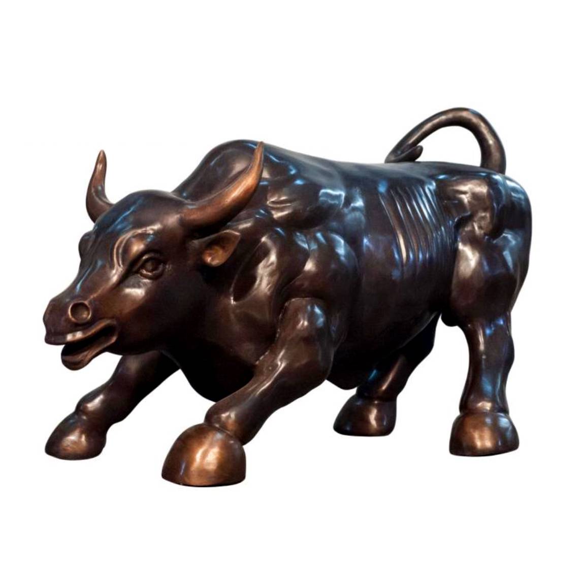 Outdoor decoration metal casting statue bronze and brass life size running bull sculpture on sale