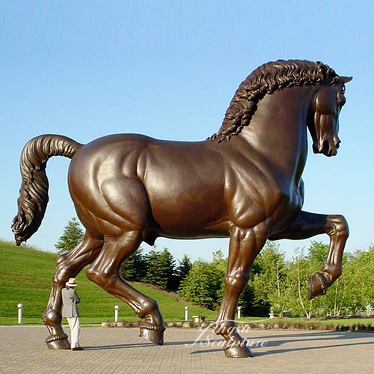 chinese outdoor antique brass copper large animals garden sculpture life size metal bronze standing horse statue
