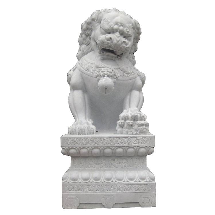 outdoor sculpture marble stone foo dog sitting lion statue