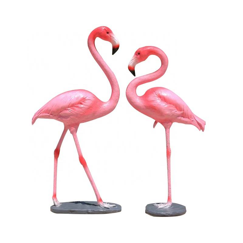 Custom garden life size animals fiberglass flamingo statue for sale