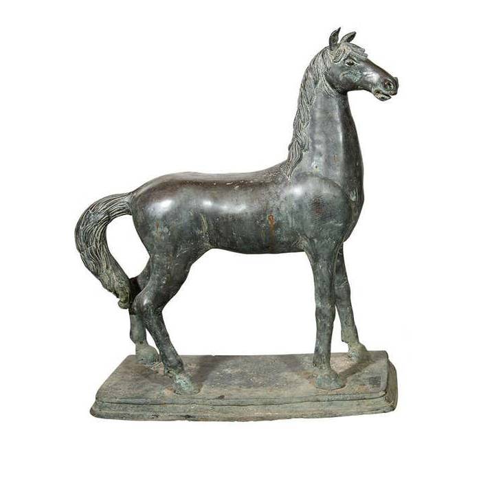 Copper Antique Sculpture Brass Bronze Horses Statue