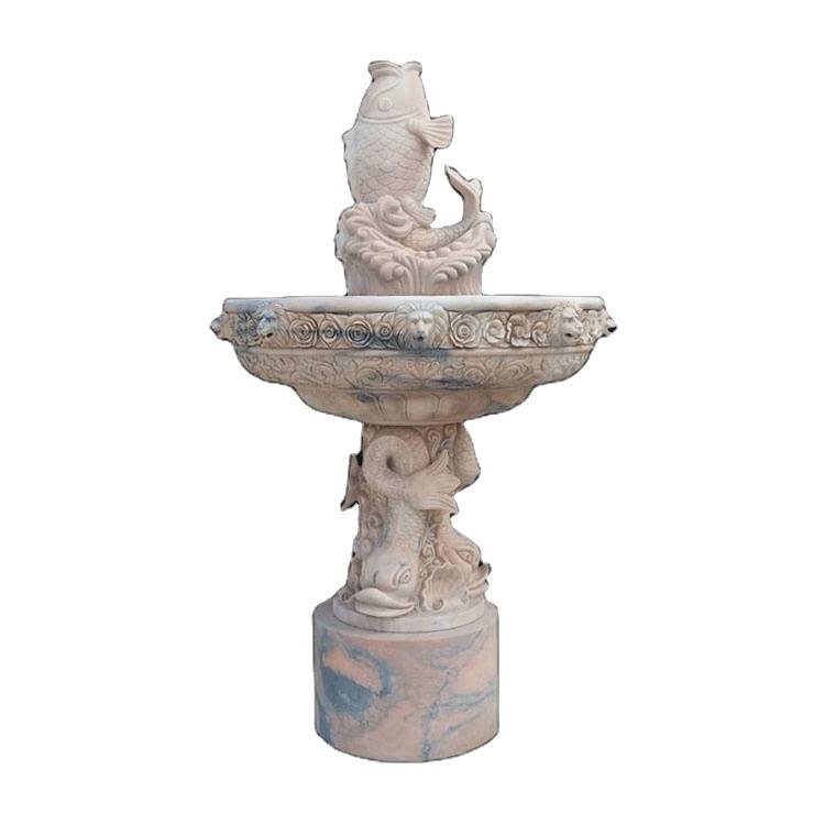 Good Quality Fountain – Garden marble stone with animal  fish sculpture outdoor water fountain – Atisan Works