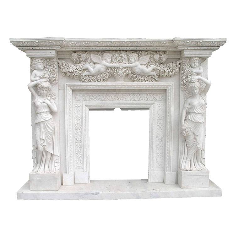 European style stone mantel marble fireplace surround