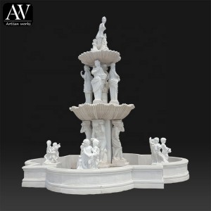 Outdoor large size animal marble stone water fountain sculpture