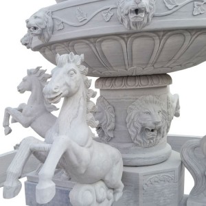 Marble Stone White Horse 3 layer  Fountain
