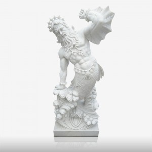 Custom Natural Marble  Life-Size Poseidon Son Triton Statue