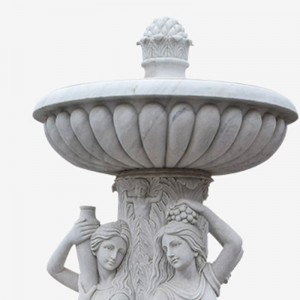 white marble  stone 2 layer water fountain