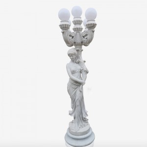 Garden Decoration Tall marble statue lamp post