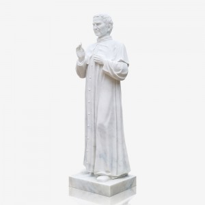 Marble statue of a saintly figure addressing his pupils