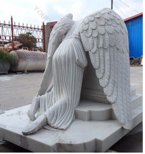 Garden decor guardian Life Size Weeping Angel Memorial Tombstone marble staue for sale