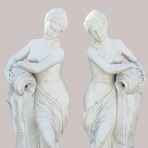 Garden entrance Custom Natural Marble Statue Life-Size Stone Twin Pot Beauty Women Sculpture
