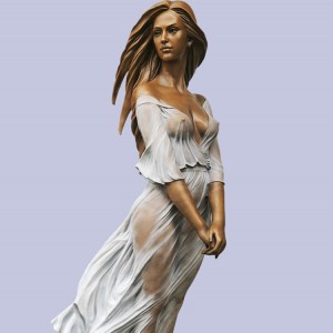 Life-Size Custom Garden Bronze woman wearing gauze skirt Statue For Sale