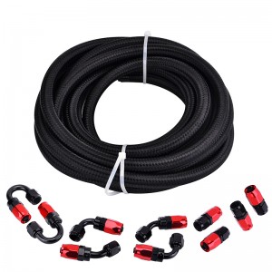 Κιτ γραμμής καυσίμου 16FT 12AN Nylon Braided Hose Hose CPE Fuel Line Kit Μαύρο/Κόκκινο