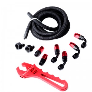 10FT AN6 Nylon Stainless Steel Braided CPE Fuel Hose Line Kit with Wrench