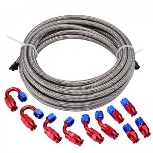 China Wholesale Air Line Fittings Manufacturers –  16FT AN8 Stainless Steel Braided PTFE Fuel Hose Line Kit – Yibai