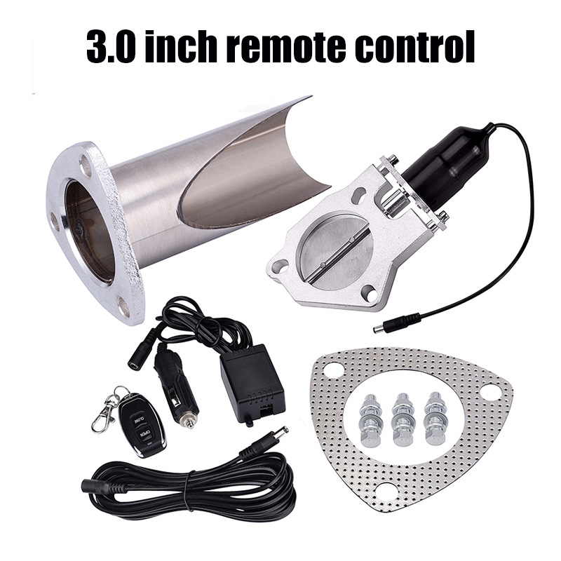 Manufacturer 3 Inch Remote Single Stainless Steel E-Cut Pipe DIY Exhaust Cutout Kit Featured Image