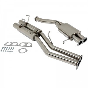 Catback Exhaust Muffler Pipe Racing Exhaust System For 1989-1994 Nissan 240SX 2.4L Dual 3.5″ Tip