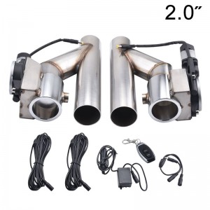 2.0 Inch Dual Electric Exhaust E-Cutout Valve Kit Catback Single Y-Pipe with One Remote Control Kit