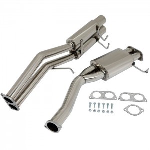 Dual 3.5″ Tip Catback Exhaust Muffler Pipe Racing Exhaust System For 1989-1994 Nissan 240SX 2.4L