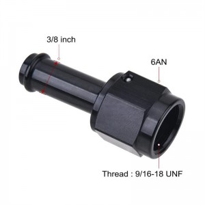 6AN Female to 3/8″ Barb Hose Fitting Straight Swivel