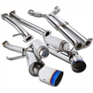 Dual Burnt Tip Catback Exhaust System Pipe Compatible For Infiniti G35 Coupe 2Dr 2003-2007