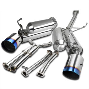 Dual Burnt Tip Catback Exhaust System Pipe Compatible For Infiniti G35 Coupe 2Dr 2003-2007