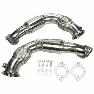Stainless Steel Exhaust Downpipe For 08-14 BMW X6/X5/5-/7-SERIES N63B44 4.4 V8