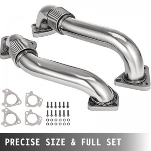 Down pipe Heavy Duty Ugraded 304SS Up Pipes W/Gaskets For 2001-2016 GMC Chevy 6.6L Duramax