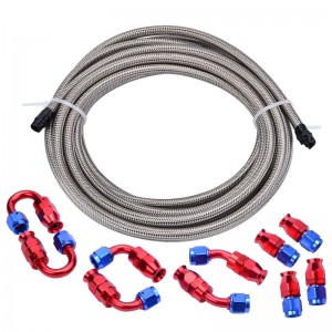 16FT AN8 Stainless Steel Braided PTFE Fuel Hose Line Kit