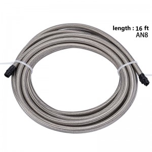16FT AN8 Stainless Steel Braided PTFE Fuel Hose Line Kit