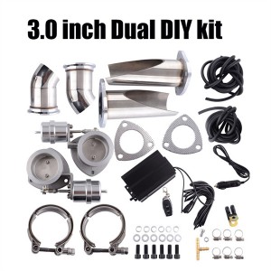 Manufacturer Double 3.0 Inch Remote Control DIY Dual Exhaust Cutout Be-Cut Pipe Kit