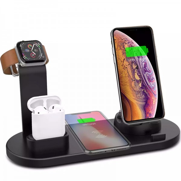 2020 new idea 4 in 1 Wireless Charger 10W Stand Station earphone smart watch Mobile Phones Wireless Charger with 5 port USB