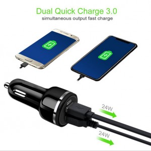 کنزیومر الیکٹرانک کار لوازمات موبائل فون فاسٹ QC 3.0 دوہری USB پورٹس کار چارجر چارج