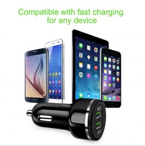 Consumer Electronic Tsheb Accessories Mobile xov tooj Fast Them QC 3.0 Dual USB Ports Tsheb Charger