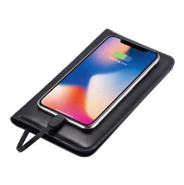 2020 Custom PU Leather Wallet Portable Wireless Charger Power Bank Business Card Wallet for Men