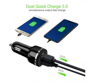 Sadzīves elektronikas Auto aksesuāri Mobilais telefons Ātrās uzlādes QC 3,0 Dual USB Ports auto lādētājs