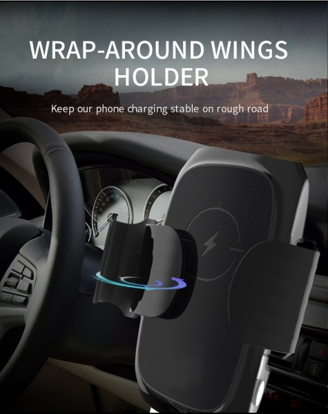 2020 new arrivals Car Wireless Charger 10W, Automatic Infrared Induction Auto Open & Clamp, Qi Wireless Charging Stand Car Mount