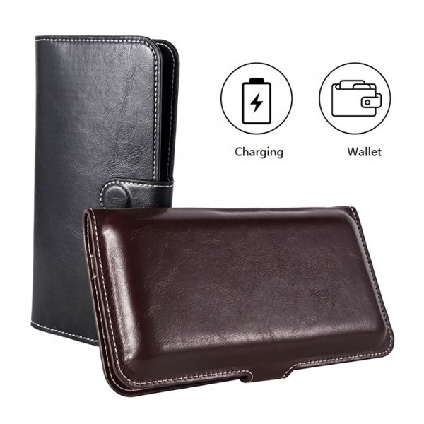 Women PU long chargeable wallet custom logo wallet fashion wireless battery packs wallet for mens