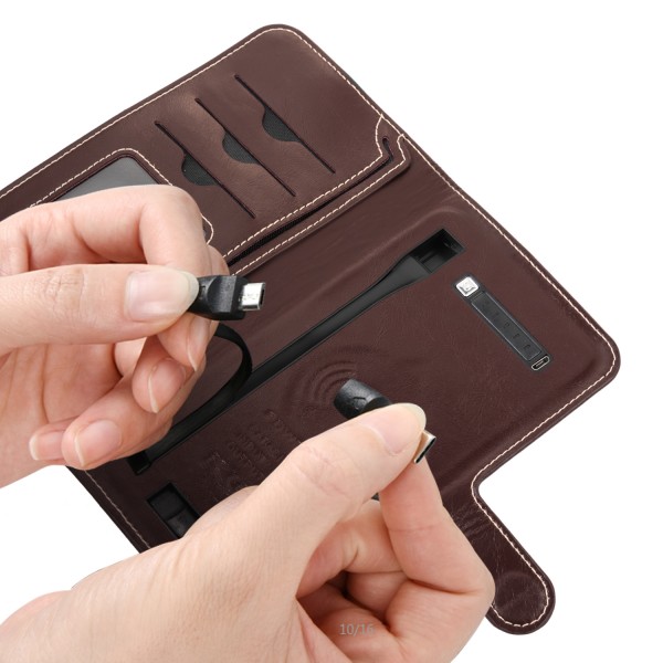 Women PU long chargeable wallet custom logo wallet fashion wireless battery packs wallet for mens