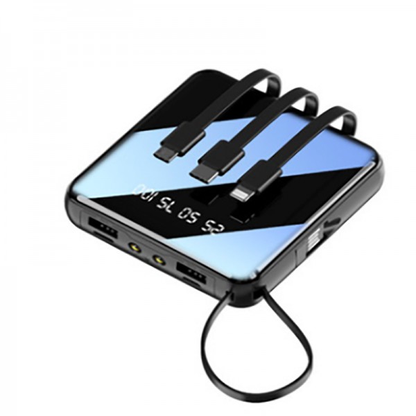 portable Mobile Power Bank 20000mAh With Built-in 4 Cables Digital LED Display