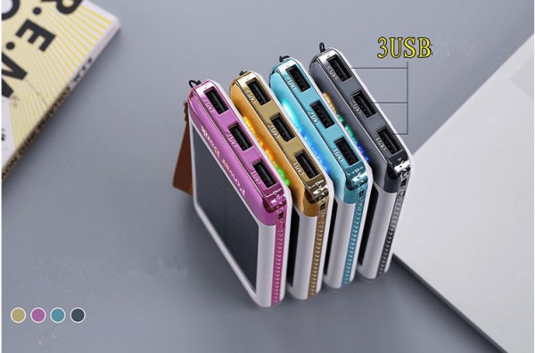 10000mah silicon and plastic 3 ports  Portable outdoor solar power bank