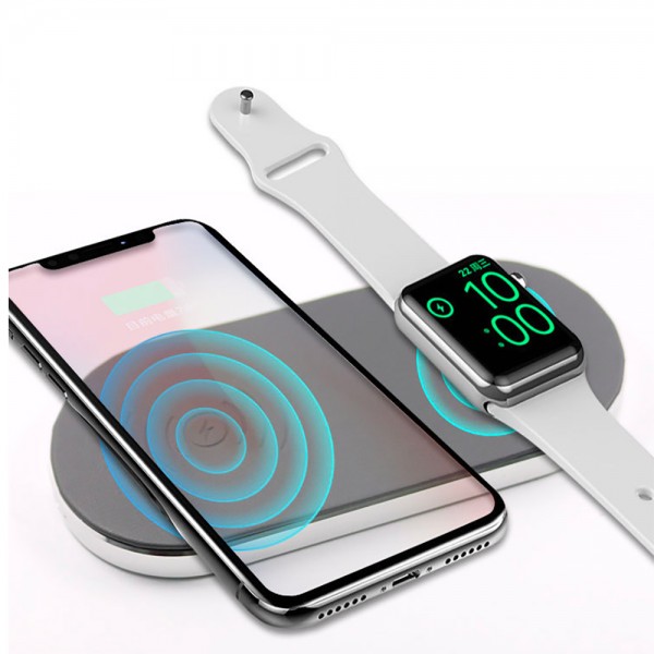 newest 10W fast charging apple watch charger 2 in 1 Wireless Charger Aluminum alloy +PU For iphone