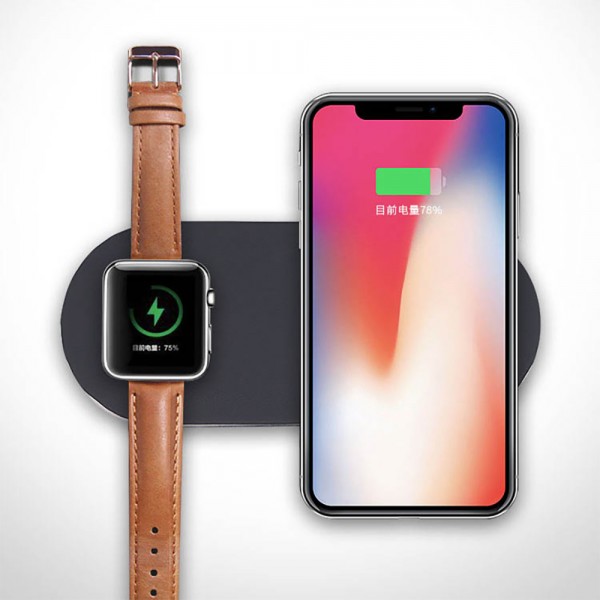 newest 10W fast charging apple watch charger 2 in 1 Wireless Charger Aluminum alloy +PU For iphone
