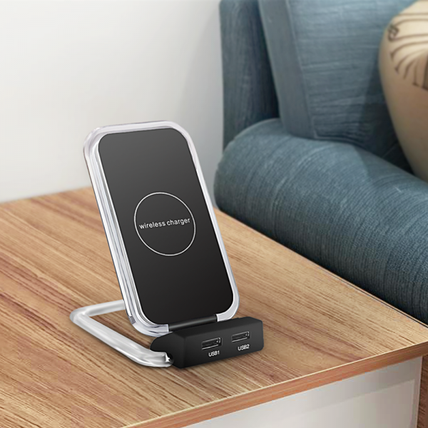 portable Qi Standard Wireless Charger Quick Charge Stand Dock Dual Phone holder Charger for iPhone 12pro  Samsung S9 S8