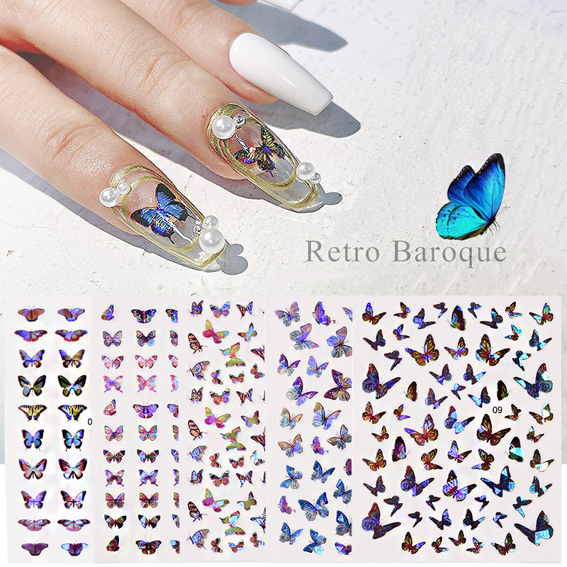 Factory Outlets Nail Dotting Tool - Faceshowes cheap price 3D nail butterfly sticker laser colorful butterfly sticker 3D nail sticker – Rongfeng