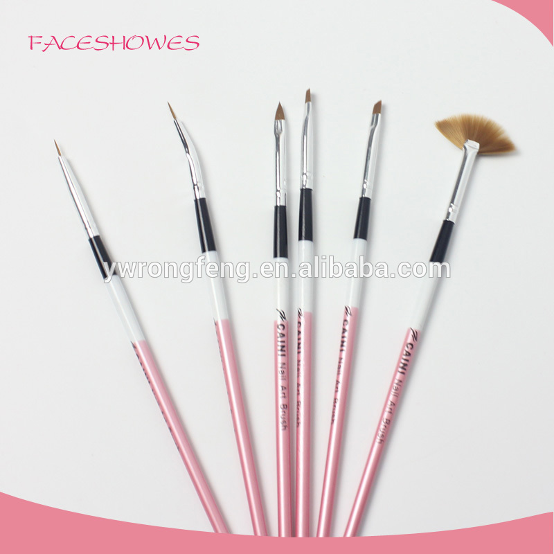 Factory Price For Nail Tool Kit – Large size wooden handle dotting pen nail makeup brush for DIY brush – Rongfeng
