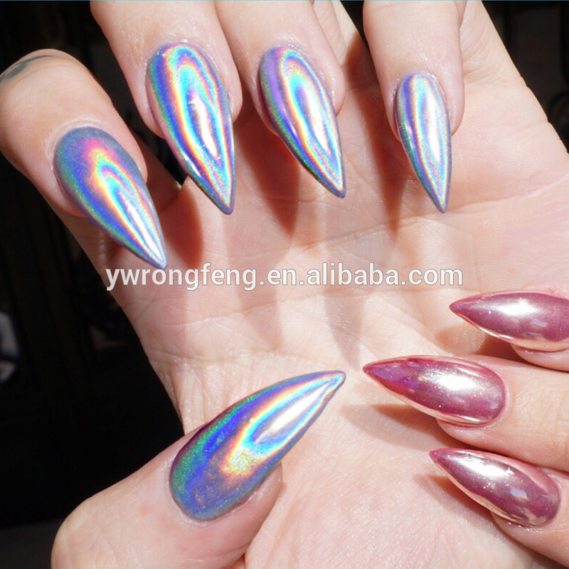 Factory directly 3d Nail Sticker - powder holographic chrome pigment powder – Rongfeng