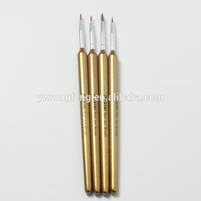 3 tamaños/juego de bolígrafos para arte de unhas, pintura plana, debuxo, kit de pincel profesional suave para unhas