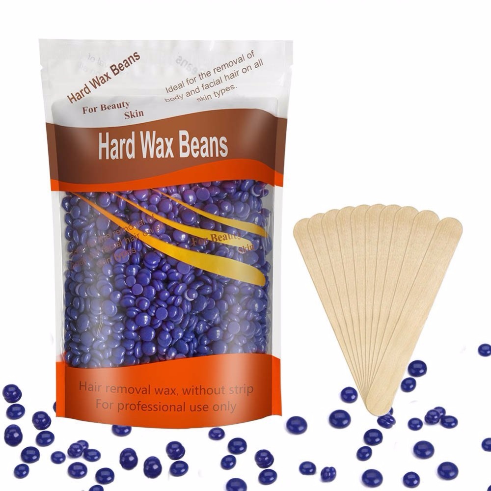 China wholesale Portable Wax Heater Supplier –  Hard Wax Beans Body Hair Removal Solid Depilatory for Women Men, 10.5 Ounces/bag (Purple) with 10pcs Wooden Spatula – Rongfeng