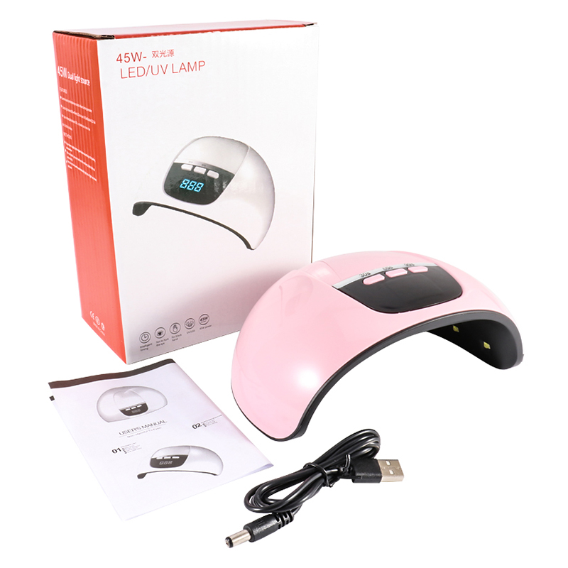 New 45W Nail Dryer UV LED Lamp for All Type Nail Gel Polish Curing USB Lamp for Manicure LCD Display Nail Art Tool